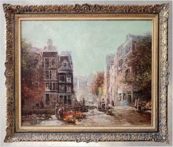 Amsterdamskie kwiaciarki nad kanałem - Dickmeis Gerhard (1918-1978r.) ROZMIAR XXL!