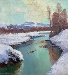 Godne polecania malarstwo! Pejzaż zimowy - Prof. GRABONÉ Arnold (1896-1982)