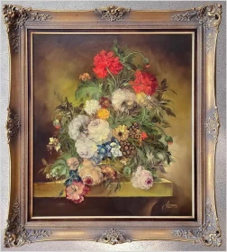 Obrazy Doris! Pałacowe Kwiaty w stylu flamandzkim - Heinrich Garossa *1902 (100cm x 90cm)