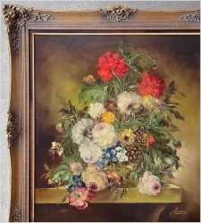 Obrazy Doris! Pałacowe Kwiaty w stylu flamandzkim - Heinrich Garossa *1902 (100cm x 90cm)