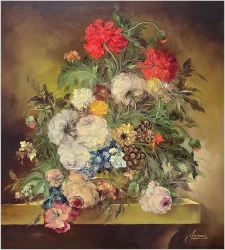 Obrazy Doris! Pałacowe Kwiaty w stylu flamandzkim - Heinrich Garossa *1902 (100cm x 90cm)