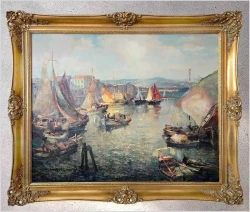 Ludwig Gschossmann (1894–1988) – „Włoskie Wybrzeże – Port w Viareggio | Rozmiar XXL!