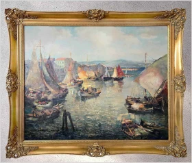 Ludwig Gschossmann (1894–1988) – „Włoskie Wybrzeże – Port w Viareggio | Rozmiar XXL!