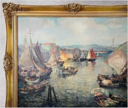Ludwig Gschossmann (1894–1988) – „Włoskie Wybrzeże – Port w Viareggio | Rozmiar XXL!