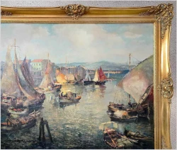 Ludwig Gschossmann (1894–1988) – „Włoskie Wybrzeże – Port w Viareggio | Rozmiar XXL!