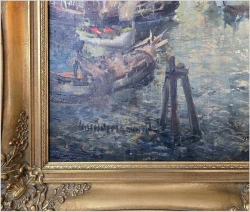 Ludwig Gschossmann (1894–1988) – „Włoskie Wybrzeże – Port w Viareggio | Rozmiar XXL!