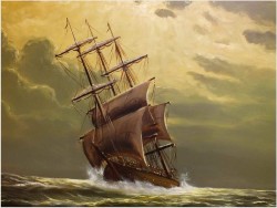 RARYTAS AUKCYJNY! ŻAGLOWIEC NA PEŁNYM MORZU - ERNST ALSEN (1920 - 1989)