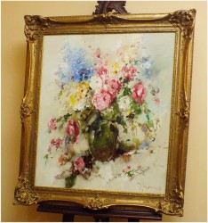 PAŁACOWE AUKCYJNE MALARSTWO! KWIATY  - Ingfried Paul HENZE-MORRO (1925-2013) CERTYFIKAT!