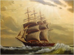 POLECAMY!  - DUŻYCH ROZMIARÓW PIĘKNY OBRAZ MARYNISTYCZNY XXw. (119cm x 89cm)