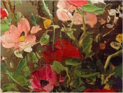 PIĘKNY BUKIET KWIATÓW W AŻUROWEJ RAMIE - sygn. Renier (XXw.)