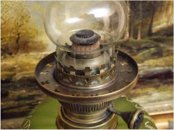 PIĘKNA SYGNOWANA LAMPA NAFTOWA Z ONYX - MATADOR 15"