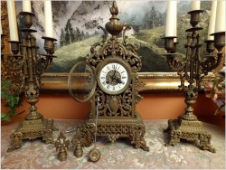 Zobacz! Wspaniały Barokowy Zegar z Kandelabrami - Brąz XIXw.