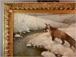 Myśliwskie Malarstwo Aukcyjne! Zimowy Pejzaż z Lisem - Peter PASCHEN (*1873 Germany)