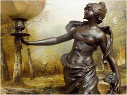 STARA DUŻA LAMPA NAFTOWA - AUGUSTE MOREAU  XIXw. / 86 CM.