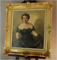 POLECAMY PIĘKNY PAŁACOWY PORTRET OLEJNY DAMY - FRANCJA *1930