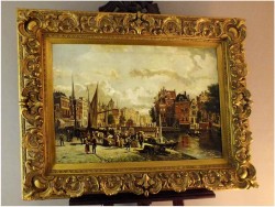 POLECAMY! NABRZEŻE STAREGO AMSTERDAMU - MAX GAISSER (AUGSBURG 1857-1922 MUNICH) ROZMIAR XXL