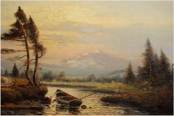 POLECAMY MALARSTWO PANORAMICZNE ! ZACHÓD SŁOŃCA - oryg CAROL SPREE 1907r.