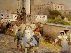 POLECAMY MALARSTWO AUKCYJNE! WYBUCH WEZUWIUSZA – syg. Oswald ACHENBACH *1890