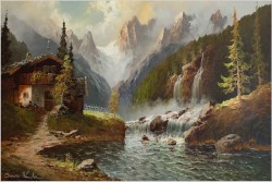 WASSERFALL IM PITZTAL ~ GUSTAW WEISS/GUWE (114cm x 64cm)