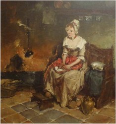 MALARSTWO OLEJNE! - SCENA RODZAJOWA! DICKMEIS GERHARD (1918-1978r.)