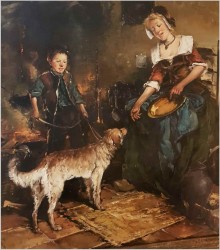 GOSPOSIA I CHŁOPIEC Z PSEM - DICKMEIS GERHARD (1918 – 1978)