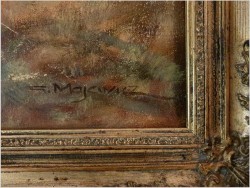 Rarytas kolekcjonerski! Łoś na leśnych mokradłach - oryg. Georg Majewicz (1897-1965)