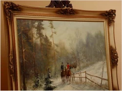 MEGA RARYTAS! JAZDA KONNA ZIMĄ - W.v.Kamp (122cm x 92cm)