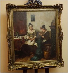 MALARSTWO AUKCYJNE! - SCENA RODZAJOWA! DICKMEIS GERHARD (1918-1978r.)