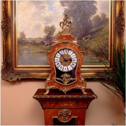 DUŻY ZEGAR Z INTARSJĄ W STYLU CHARLES BOULLE 58CM.