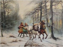 PRZEJAŻDŻKA SANIAMI ZIMĄ - HEINZ STIENEN *1918 DRESDEN