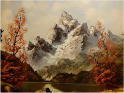 MALARSTWO NIEMIECKIE! PIĘKNY KRAJOBRAZ ALPEJSKI - sygn Warnoth XXw.