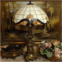 MOSIĘŻNA  BAROKOWA DUŻA SALONOWA LAMPA TIFFANY!