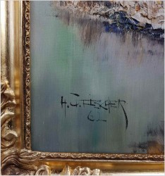 Tajemnicza Leśna Rzeka w zimowym krajobrazie - H. Fischer  62. (Technika Szpachlowa)