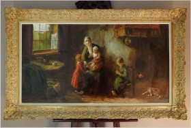 MALARSTWO OLEJNE - MATKA Z DZIEĆMI, MACIERZYŃSTWO -SYGN. C.WILLEMS (1888-1966)