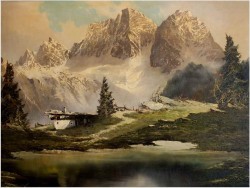 REALISTYCZNY KRAJOBRAZ ALPEJSKI - J.E.LEMKE *1916r. (80x60)