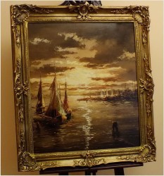 ŁODZIE NA MORZU - Hayr XXw. - (piękny nokturn XXw.)