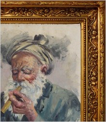 SZTUKA PERSKA! IMPRESJONIZM, STARY CZŁOWIEK W TURBANIE - ALI CHITSAZ *1900