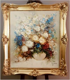 Wyjątkowa Martwa Natura! Kompozycja Wiosennych Kwiatów - Brunii (Włochy XXw.)