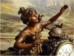 POLECAMY! FRANCUSKI ZEGAR KOMINKOWY Z WAZAMI ~  L&F MOREAU XIXw.