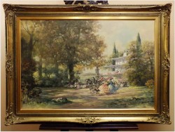 WYJĄTKOWE MALARSTWO ROKOKO! DWORSKA SCENA PARKOWA - Herbert ISENBERG *1930