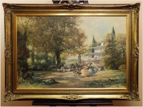 WYJĄTKOWE MALARSTWO ROKOKO! DWORSKA SCENA PARKOWA - Herbert ISENBERG *1930