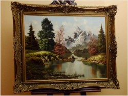 MALARSTWO NIEMIECKIE! PIĘKNY KRAJOBRAZ ALPEJSKI - sygn Warnoth XXw.