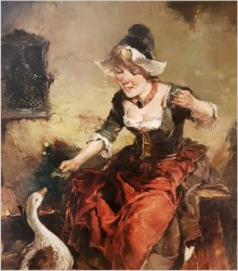 GOSPOSIA Z GĘSIAMI - DICKMEIS GERHARD (HEINSBERG 1918 - 1978 JÜLICH)