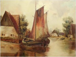 POLECAMY! PERFEKCYJNY KRAJOBRAZ, MARINA - MALARSTWO NIEMIECKIE, MESSNER XXw.