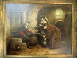 Duże malarstwo! Próba wina - prof. Willi Depré (1922-1995) Pieczęć lakowa!