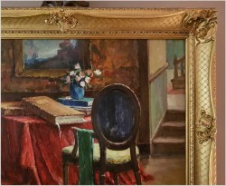 Wyjątkowa Pozycja! Wnętrze Biblioteki w Porannym Świetle - Richard Léon LEUTENEZ (1881-1963)