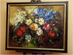 PAŁACOWE MALARSTWO! KWIATY W WAZONIE - Ingfried Paul HENZE-MORRO (1925-2013) CERTYFIKAT!