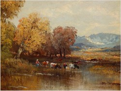 PEJZAŻ Z KROWAMI, RANDOLF WEHN 1911r.- CERTYFIKAT!