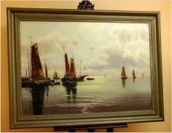 ŁODZIE RYBACKIE NA MORZU - ERNST HUGO LORENZ MUROWANA (1872-1950)