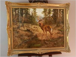 Malarstwo Aukcyjne! Jeleń Na Rykowisku - oryg. Georg Majewicz (1897-1965)